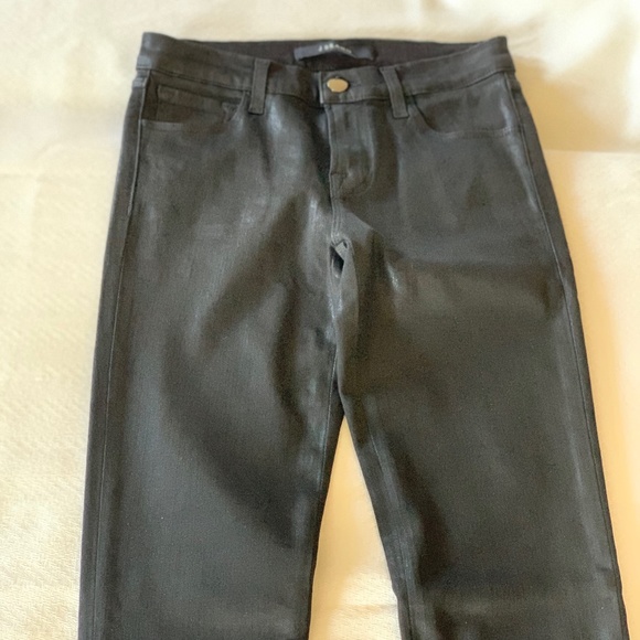 J Brand Mid Rise Skinny Coated Black Lace Jeans, Size 25 (Rare) - Picture 13 of 16